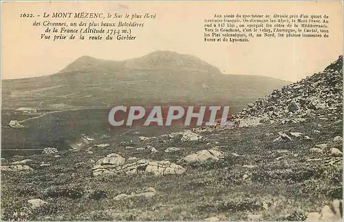 Cartes postales LE MONT MEZENC  Le Sud le plus �lev� des C�vennes  un des plus beau Belv�d�res de la Frances (al