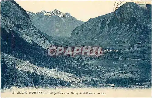 Cartes postales BOURG D'OISANS- Vue generale et le Massif de Belledonne