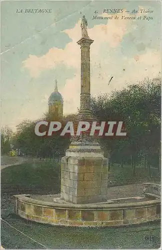 Cartes postales RENNES- Monument de Vaneau et Papu