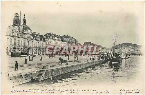 Cartes postales ROUEN-PERSPECTIVE DES Quai de la Bourse et de Paris