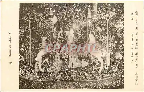 Cartes postales MUSEE DE CLUNY. La Dame a la Licorne. Tapisserie. Art francais  dernier tiers du XV eme siecle