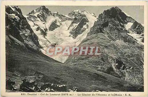 Cartes postales Dauphine-Col du Lautaret (2075m)-Le Glacier de l'Homme et la Meiji-E.R