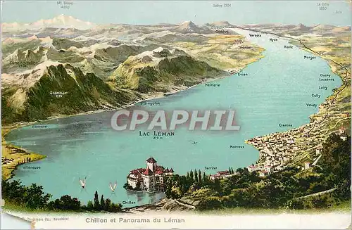 Cartes postales Chillon et panorama du Leman