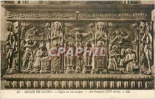 Cartes postales MUSEE DE CLUNY-Coffre en bois sculpte