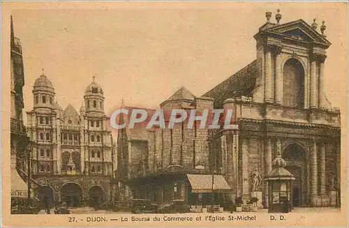 Cartes postales DIJON-La Bourse du Commerce et l'Eglise St Michel