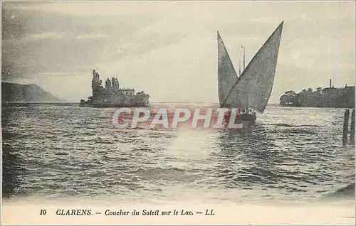 Cartes postales CLARENS- Coucher du Soleil sur le Lac Bateau