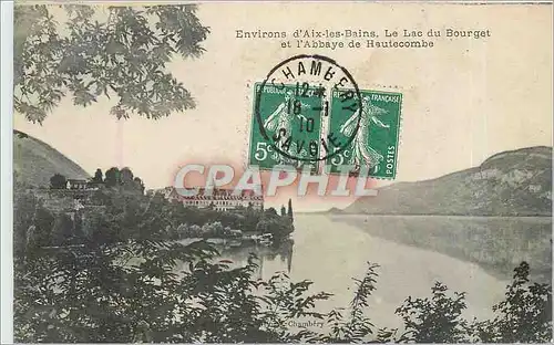 Cartes postales environs d'AIX LES BAINS-le  lac  du Bourget et l'Abbaye de Hautecombe