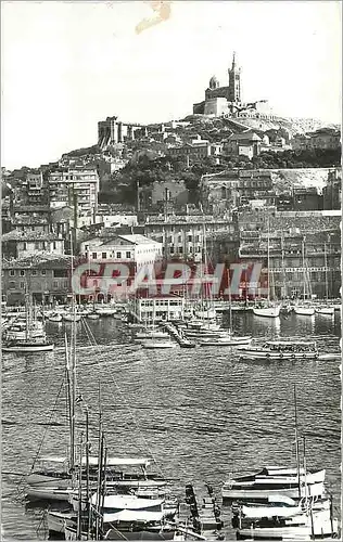 Moderne Karte MARSEILLE-Notre Dame de la Garde et le vieux Port Bateaux