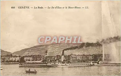 Cartes postales GENEVE-La Rade-Le et d'eau et le Mont Blanc-LL Bateau