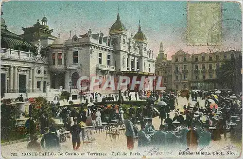 Cartes postales MONTE CARLO-Le casino et Terrasse.Cafe de Paris