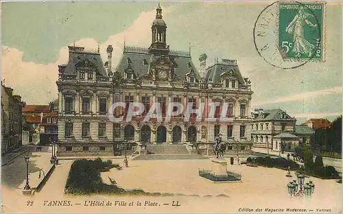 Cartes postales VANNES-L'Hotel de Ville et la place-LL