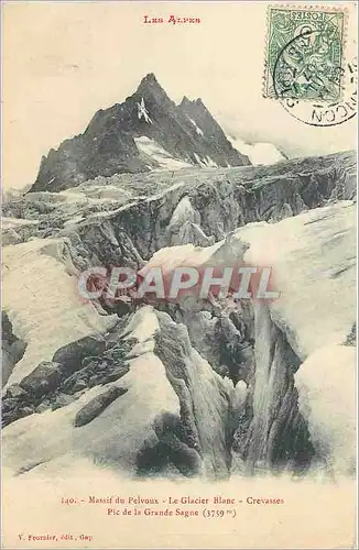 Ansichtskarte AK Massif du Pelvoux-Le glacier Blanc-Crevasses Pic de la Grande Sagne