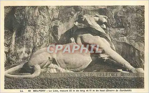 Cartes postales BELFORT-Le lion mesure 22m de long et 11m de haut(oeuvre de Bartholdi)