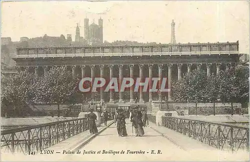 Cartes postales LYON-Palais de Justice et Basilique de Fourviere