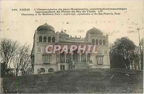 Cartes postales PARIS-L'Observatoire du parc Montsouris construction maurasque