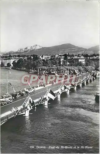 Moderne Karte GENEVE.Pont du Mt-Blanc et le Mt Blanc