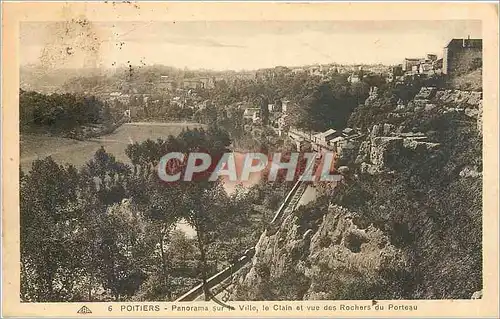 Cartes postales Poitiers Panorama sur la Ville le Clain et vue des Rochers du Porteau