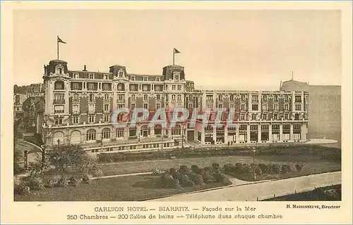 Cartes postales Carlton Hotel Biarritz Facade sur la Mer