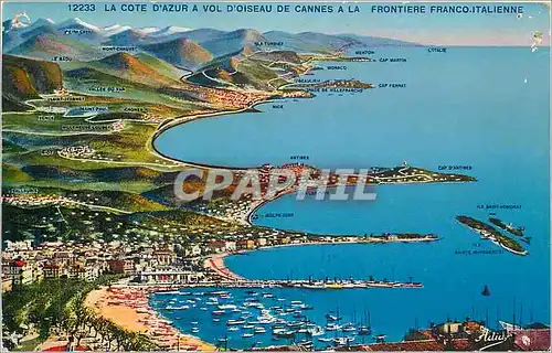 Cartes postales La Cote d'Azur a Vol d'Oiseau de Cannes a la Frontiere Franco Italienne