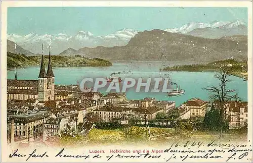 Cartes postales Luzern Hofkirche und die Alpen