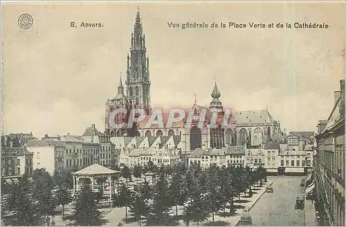 Cartes postales Anvers Vue generale de la Place Verte et de la Cathedrale