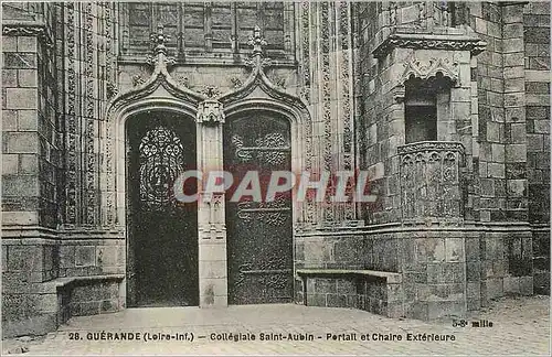 Cartes postales Guerande Loire Inf Collegiale Saint Aubin Portail et Chaire Exterieure