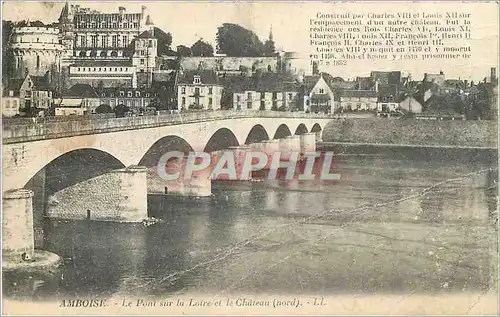Cartes postales Amboise Le Pont sur la Loire et le Chateau nord