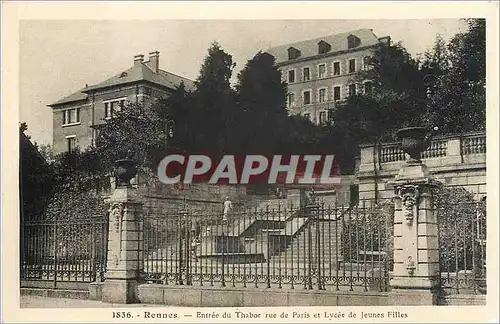 Cartes postales Rennes Entree du Thabor rue de Paris et Lycee de Jeunes Filles