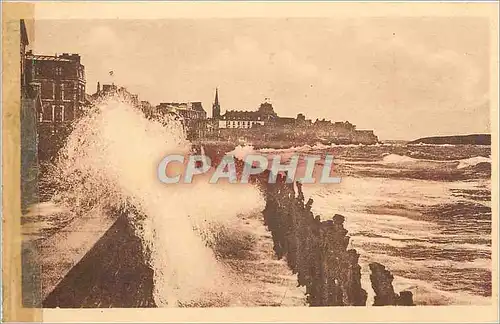 Ansichtskarte AK Saint Malo Le Sillon un Jour de Tempete