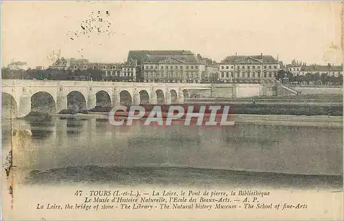 Cartes postales Tours L et L La Loire le Pont de pierre la bibliotheque