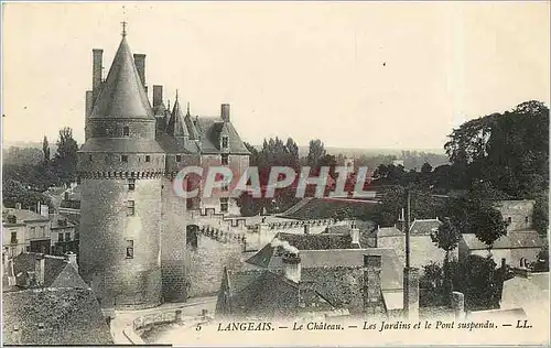 Cartes postales Langeais Le Chateau Les Jardins et le Pont suspendu