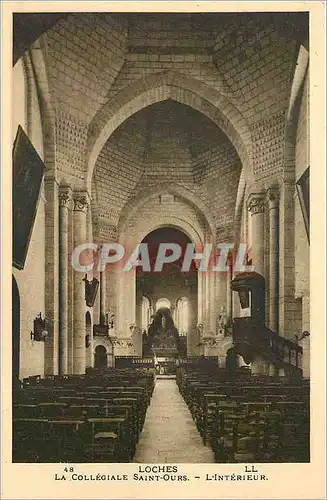 Ansichtskarte AK Loches La Collegiale Saint Ours L'Interieur