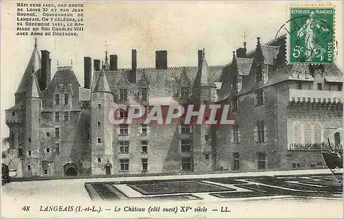 Cartes postales Langeais I et L Le Chateau cote ouest