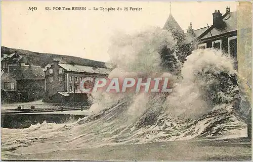 Cartes postales Port en Bessin La Tempete du 21 Fevrier