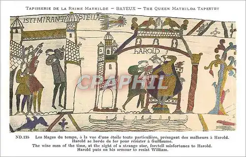 Cartes postales Tapisserie de la Reine Mathilde Bayeux Les Mages du temps a la vue d'une etoile toute particulie