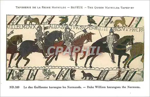 Ansichtskarte AK Tapisserie de la Reine Mathilde Bayeux Le duc Guillaume barangue les Normands