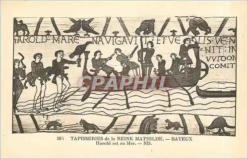 Cartes postales Tapisserie de la Reine Mathilde Bayeux Harold est en Mer