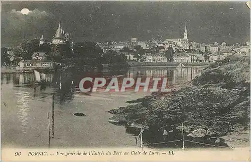 Cartes postales Pornic Vue generale de l'Entree du Port au Clair de Lune