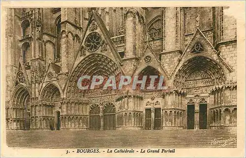 Ansichtskarte AK Bourges La Cathedrale Le Grand Portail