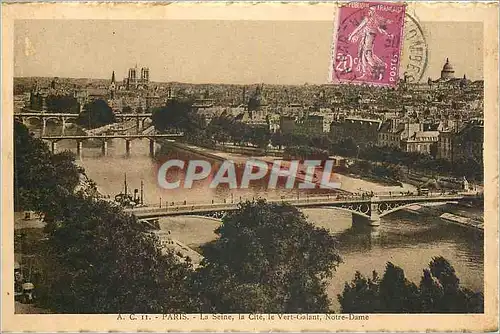 Cartes postales Paris La Seine la Cite le Vert Galant Notre Dame