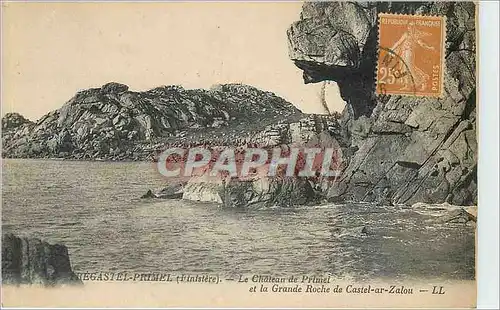 Ansichtskarte AK Fregastel Primel Finistere Le Chateau de Primel et la Grande Roche de Castel ar Zalou