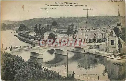 Ansichtskarte AK Sens Pittoresque Vue Panoramique du Pont et de l'Ile d'Yonne