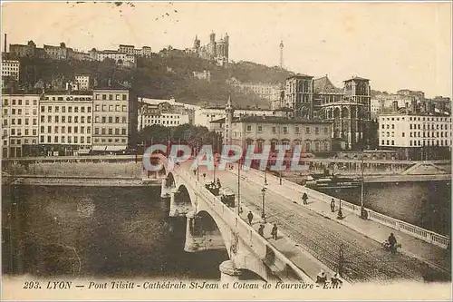 Cartes postales Lyon Pont Tilsitt Cathedrale St Jean et Coteau de Fourviere