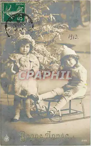 Cartes postales Bonne Annee Enfants Luge