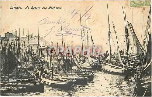 Cartes postales Ostende Le Bassin des Pecheurs Bateaux