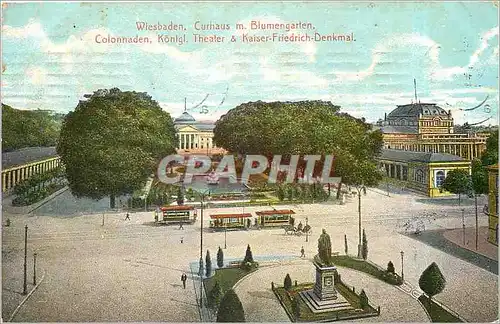 Cartes postales Wiesbaden Curhaus m Blumengarten Colonnaden Konigl