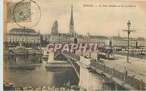 Cartes postales Rouen Le Pont Boildieu et la Cathedrale Tramway