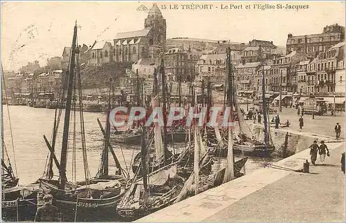 Ansichtskarte AK Le Treport Le Port et l'Eglise St Jacques Bateaux