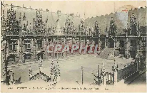 Cartes postales ROUEN-Le palais de Justice-Ensemble vue de la Rue ux juifs