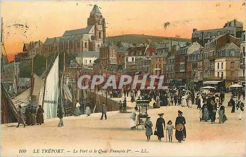 Cartes postales LE TREPORT-Les Villas sur l'esplanade.le prt et le quai francois 1er Bateaux